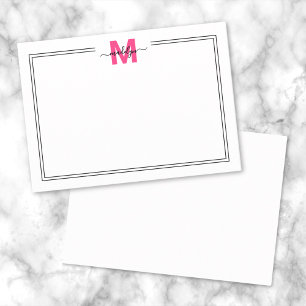 Carte De Correspondance Monogramme de nom en écriture rose minimaliste