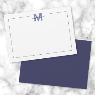 Carte De Correspondance Monogramme de nom minimaliste simple bleu marine