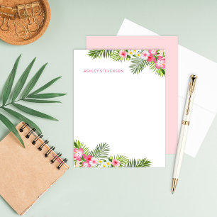 Carte De Correspondance Monogramme de portrait diagonal d'Hibiscus tropica