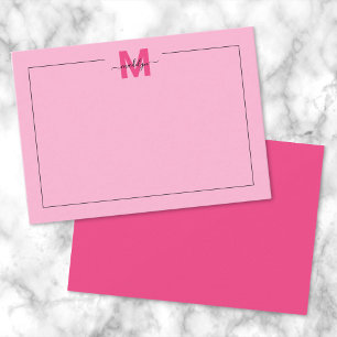 Carte De Correspondance Monogramme de prénom écriture rose fille