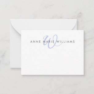 Carte De Correspondance Monogramme de script bleu moderne