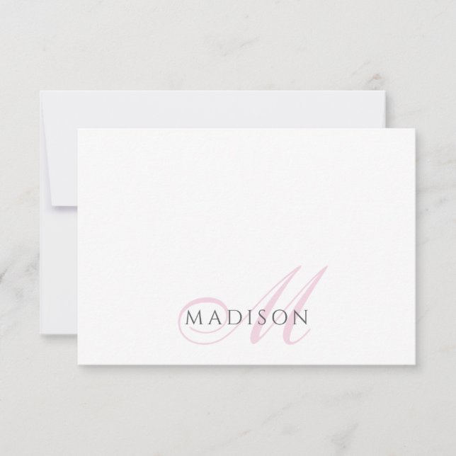 Carte De Correspondance Monogramme de script rose (Devant)