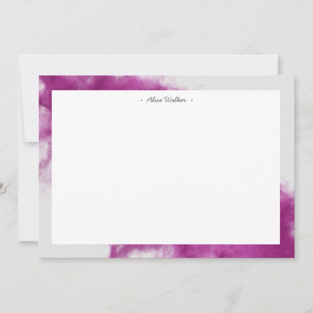 Carte De Correspondance monogramme d'effet de fumée rose chaud (Devant)