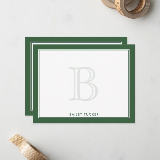 Carte De Correspondance Monogramme dégradé Vert foncé Professionnel person (Devant/Arrière en situation)