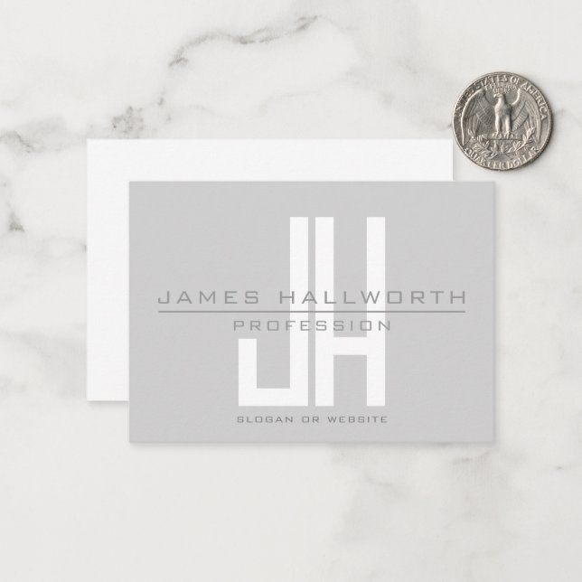 Carte De Correspondance Monogramme d'entreprise moderne | Gris (Devant/Arrière en situation)