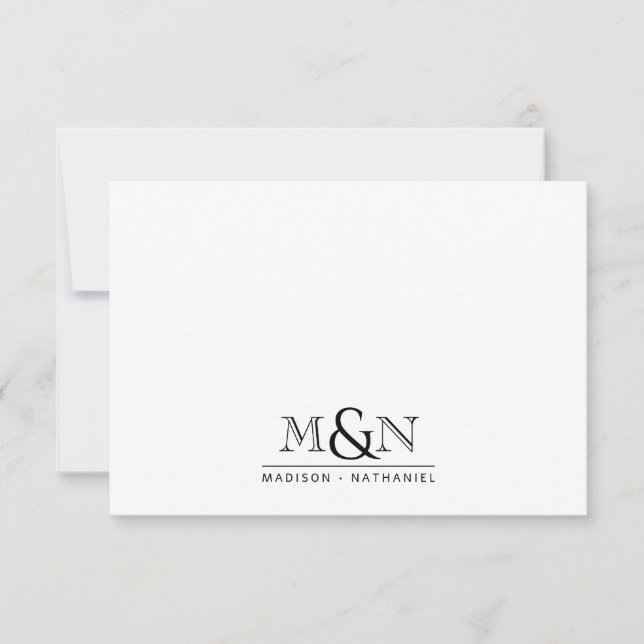 Carte De Correspondance Monogramme d'esperluette nouvellement mariée (Devant)