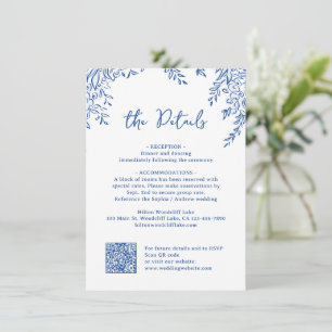 Carte De Correspondance Monogramme Dessiné à la Main Bleu Détails de Maria