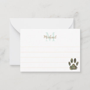 Carte De Correspondance Monogramme doublé d'empreinte de patte de chien ca