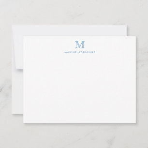 Carte De Correspondance Monogramme Dusty Bleu Simple Classique Formel Élég