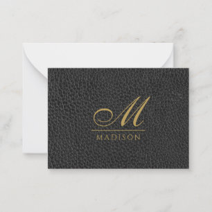 Carte De Correspondance Monogramme Elegant Gold Black Modern