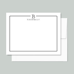 Carte De Correspondance Monogramme Élégant Initiale Professionnel Noir Bla