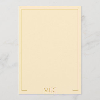 Carte De Correspondance Monogramme Élégant Minimaliste Crème & Or