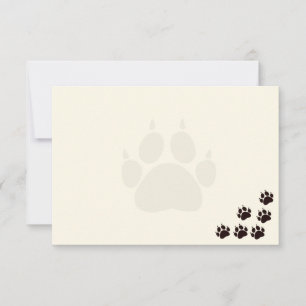 Carte De Correspondance Monogramme Empreintes de Patte de Chat Noir sur Cr