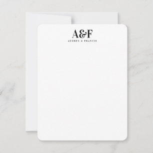Carte De Correspondance Monogramme en couple Minimaliste Simple Chic Blanc