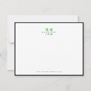 Carte De Correspondance Monogramme en lettres grasses vert sauge
