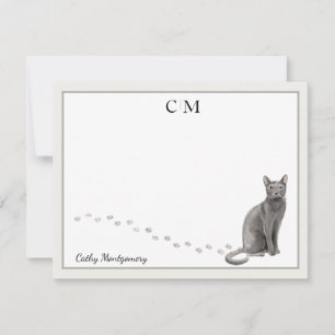 Carte De Correspondance Monogramme et nom de la frontière gris de chats ru