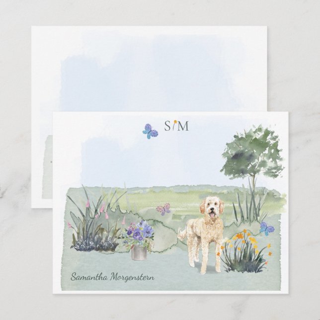 Carte De Correspondance Monogramme et nom du papillon de chien de Goldendo (Devant / Derrière)