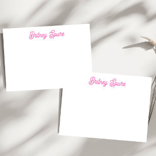 Carte De Correspondance Monogramme et nom personnalisés Rose vif moderne