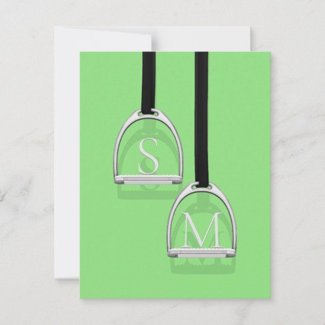 Carte De Correspondance Monogramme Fer à sirop d'érable Lime vert équestre (Devant)