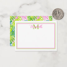 Monogramme Feuilles de Palmier Rose et Vert Prépa