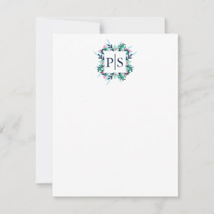 Carte De Correspondance Monogramme floral à deux lettres Papier à lettres 