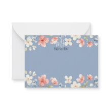 Monogramme Floral Aquarelle Bleu Personnalisé