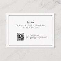 Monogramme gris foncé simple QR Code Mariage RSVP