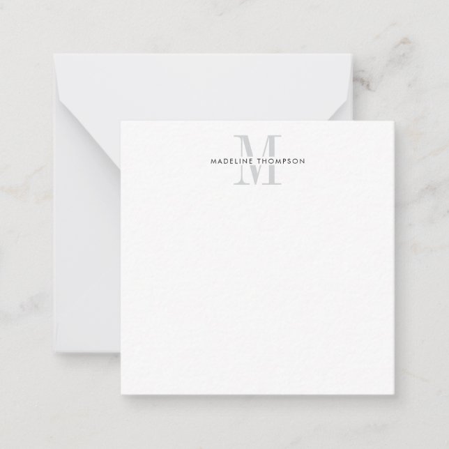 Carte De Correspondance Monogramme gris moderne (Devant)