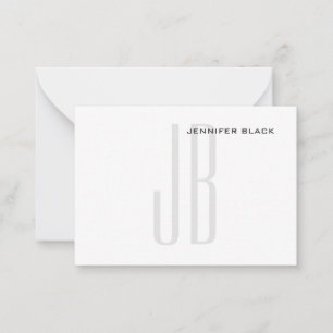 Carte De Correspondance Monogramme gris noir blanc moderne minimaliste