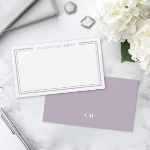 Carte De Correspondance Monogramme Initial Minimaliste Violet