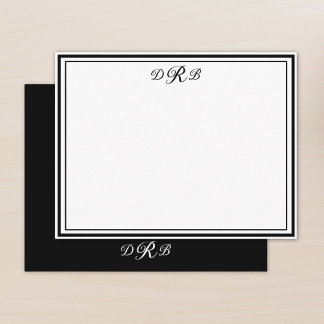 Carte De Correspondance Monogramme Initial Nom Élégant Classique Personnal