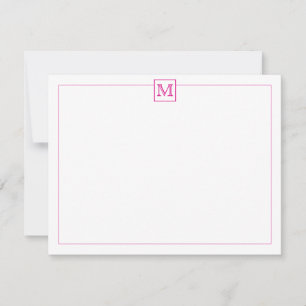 Carte De Correspondance Monogramme initial simple et moderne Magenta