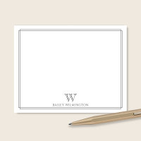 Monogramme Initiale Gris Double Bordure Profession