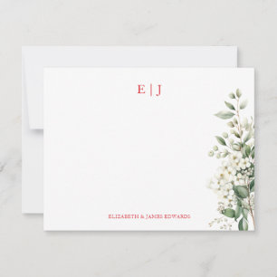 Carte De Correspondance Monogramme Initiales en couple Noël personnalisé