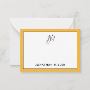 Carte De Correspondance Monogramme jaune moutarde minimaliste moderne