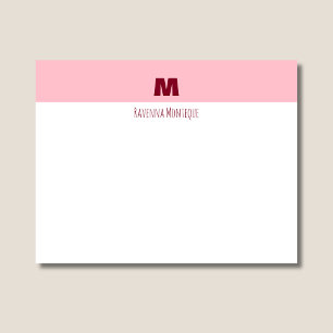 Carte De Correspondance Monogramme Lettre de Nom Personnalisé Rose Bébé