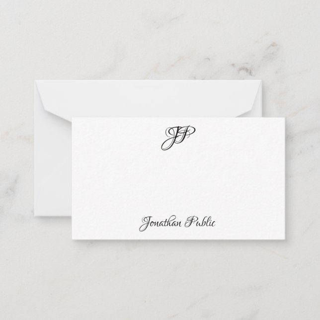 Carte De Correspondance Monogramme manuscrit simple personnalisé (Devant)