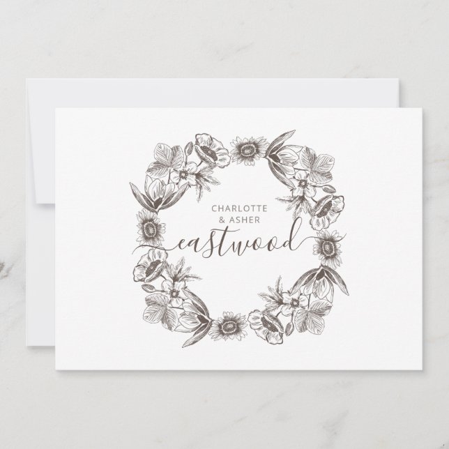 Carte De Correspondance Monogramme Mariage Rustique Couples (Devant)