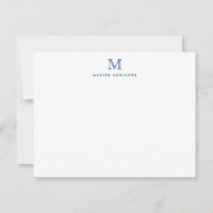 Carte De Correspondance Monogramme Marine Bleu Simple Classique Formel Élé