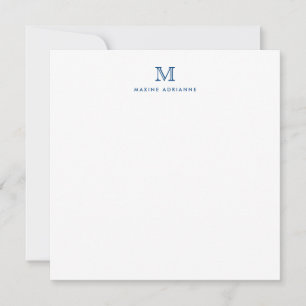 Carte De Correspondance Monogramme Marine Bleue Simple Typographie moderne