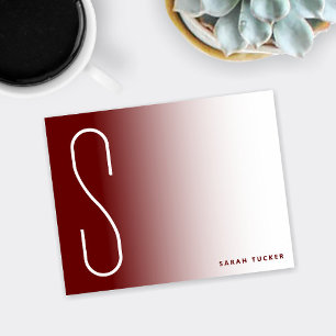 Carte De Correspondance Monogramme mince moderne foncé rouge Fade Professi