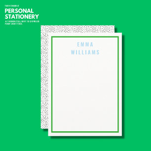 Carte De Correspondance Monogramme minimaliste à bordure bleue et verte