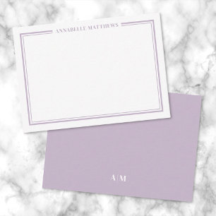 Carte De Correspondance Monogramme minimaliste avec liseré violet