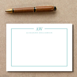 Carte De Correspondance Monogramme minimaliste bleu Turquoise
