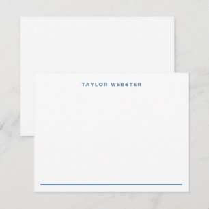 Carte De Correspondance Monogramme Minimaliste Bordure Bleu Poussiéreux Ty