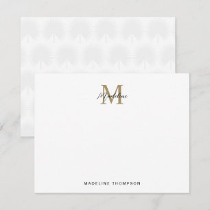 Carte De Correspondance Monogramme minimaliste Feuille d'anahaw Script or