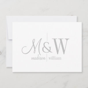 Carte De Correspondance Monogramme minimaliste Gris de couple Script & Ser