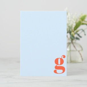 Carte De Correspondance Monogramme minimaliste initial rétro bleu orange