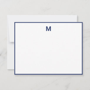 Carte De Correspondance Monogramme Minimaliste Lettre Gras Bordure Bleu Ma