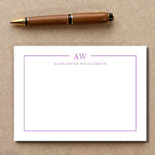 Carte De Correspondance Monogramme minimaliste Lilac violet